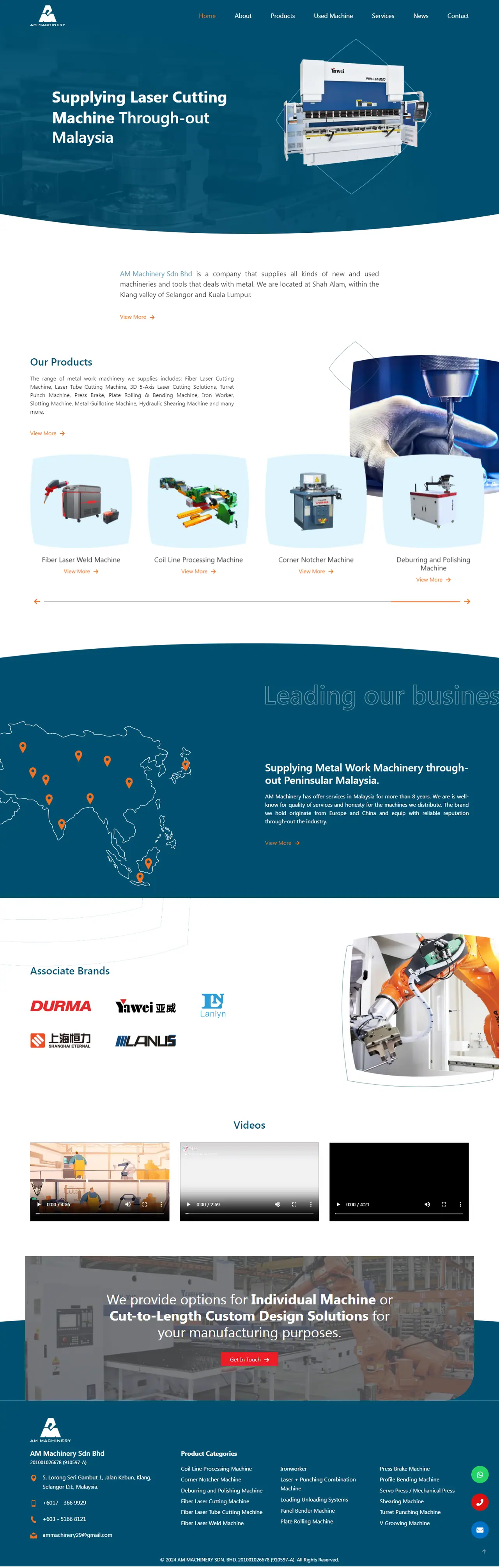 Full-page screenshot of AM Machinery