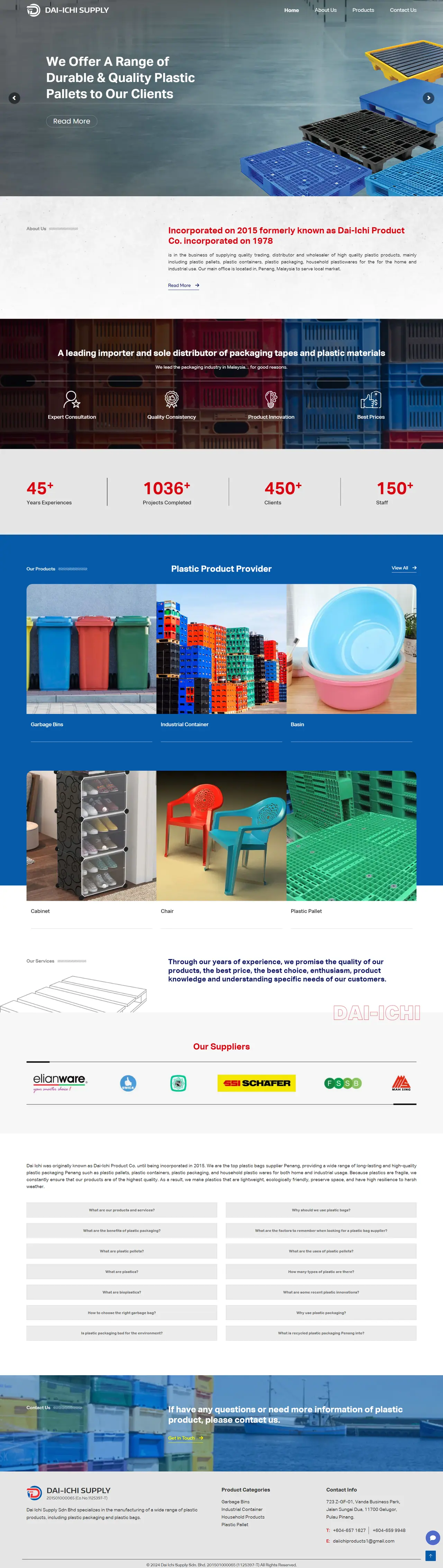Full-page screenshot of Daiichi Supply