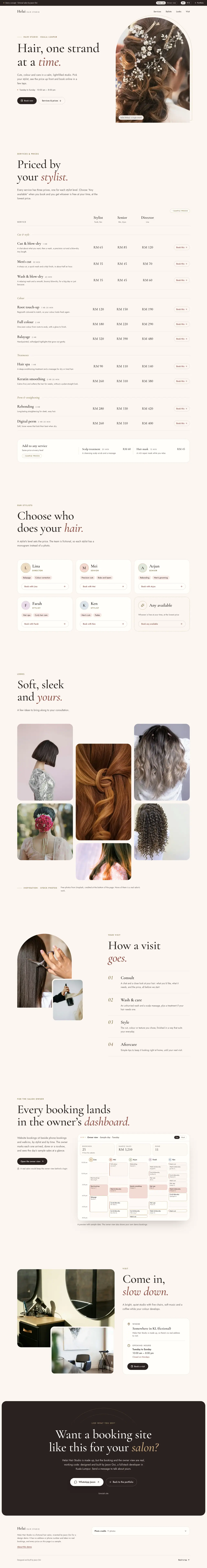 Full-page screenshot of Helai Hair Studio